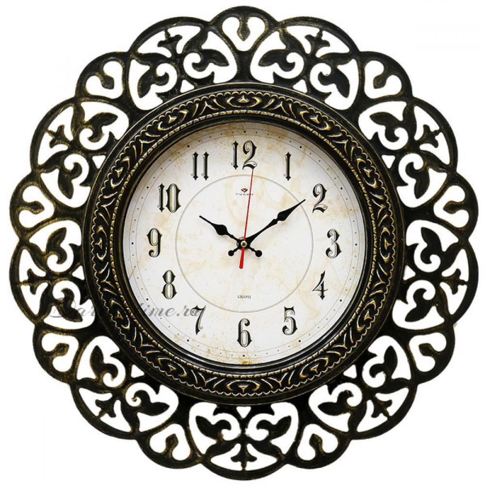 Часы настенные круг витой d=47см, корпус чёрный с золот