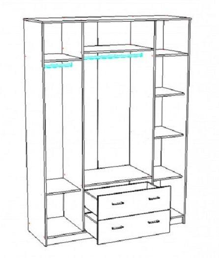 Бланка Шкаф 4-х дверный  дуб сонома/белый глянец