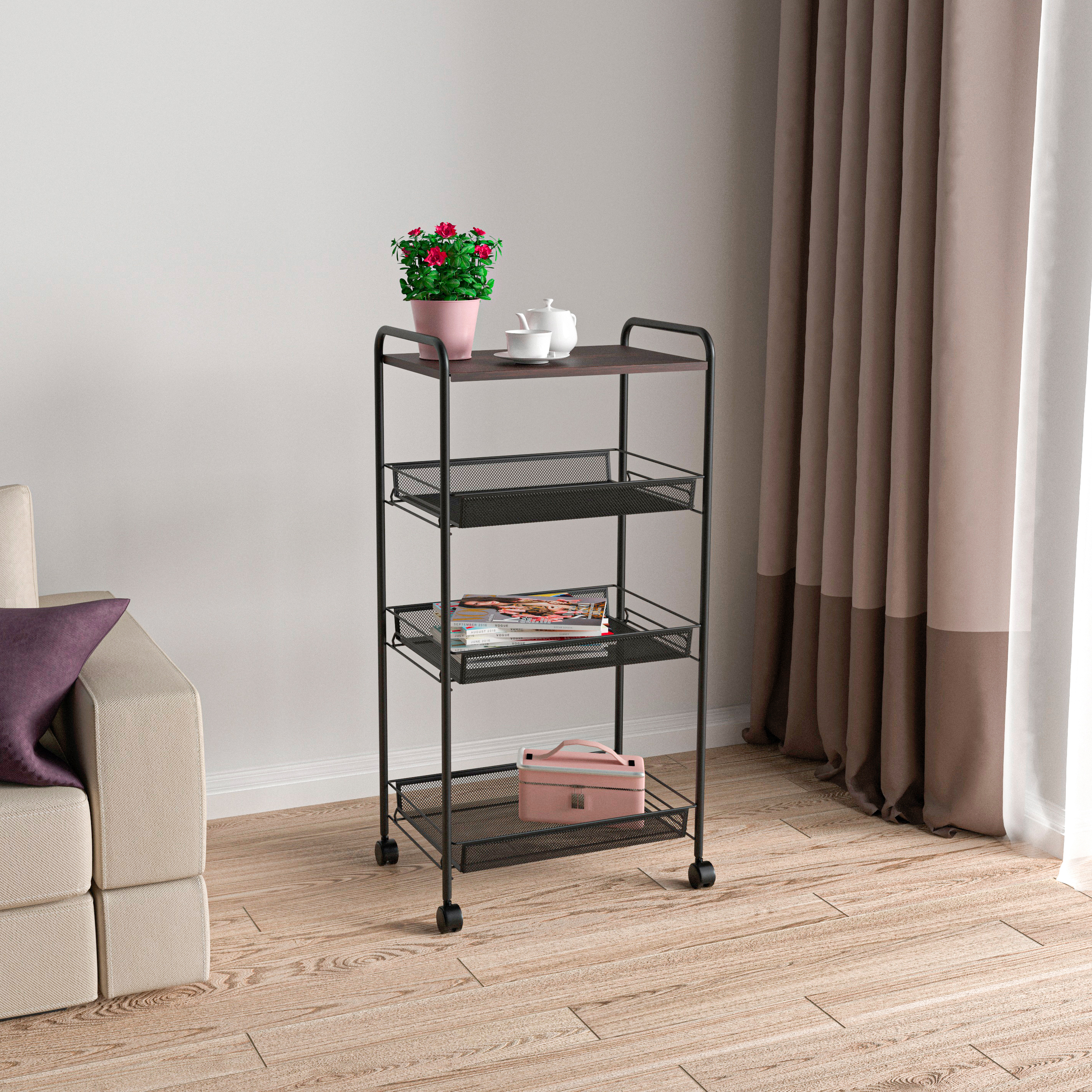 Этажерка "Ладья 34 КС 4секц (колес и стол под дер)" Ч