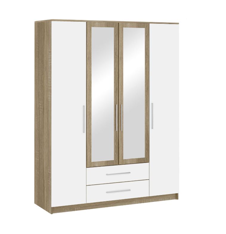 Бланка Шкаф 4-х дверный  дуб сонома/белый глянец