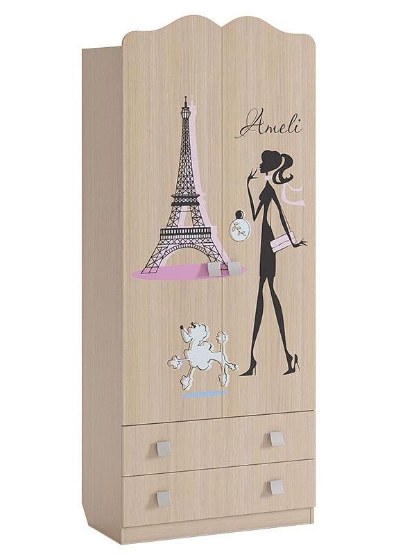 Шкаф 2-ств.с ящ. для детской Амели