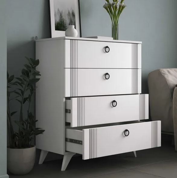 Комод К-42 4 ящ. Моргентау/Белый бриллиант