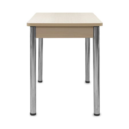 Стол Айсберг-мини PL 960(1260)*600, ЛДСП Дуб мол., пластик Бежевые цветы/нога ПРЯМ хром 4