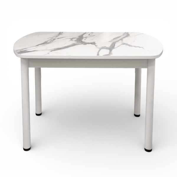 Стол Фаворит 1100*700 Пластик Мрамор белый,(B5)/ЛДСП Белый+опоры(Белый)