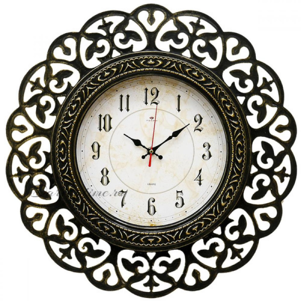 Часы настенные круг витой d=47см, корпус чёрный с золот