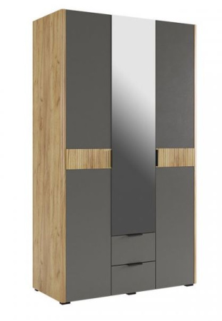 Шкаф 3-х дверный Адам с зеркалом Дуб Крафт золотой/Графит