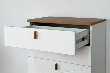 Комод Хюгге белое дерево/дуб крафт золотой/белый матовый