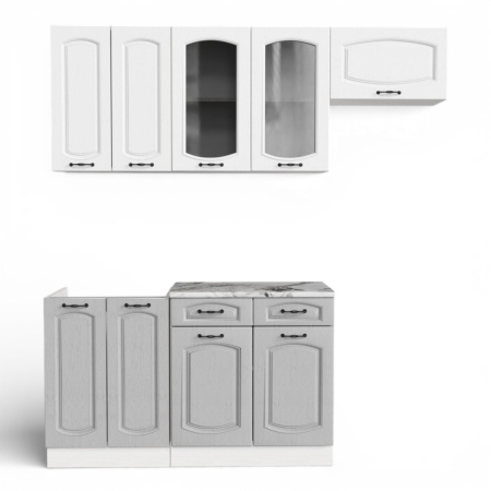 Кухня РАВЕННА Анкор светлый/Дуб светл/Дуб дымчат (Столешница Альберика+сушка+планка) 