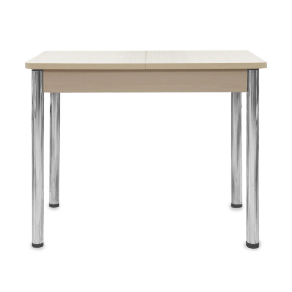 Стол Айсберг-мини PL 960(1260)*600, ЛДСП Дуб мол., пластик Бежевые цветы/нога ПРЯМ хром 4