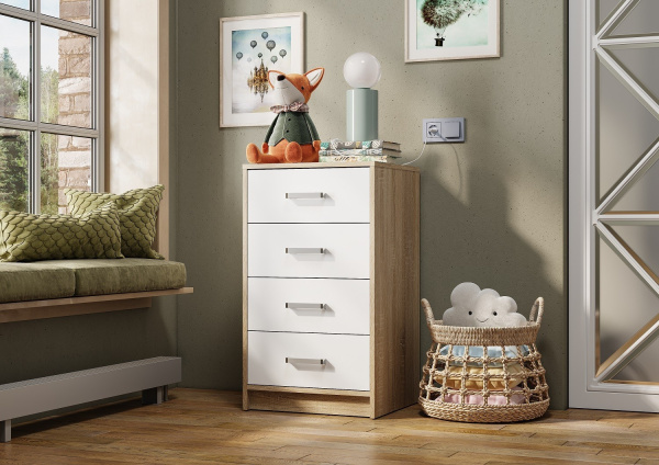 Комод Мия КМ-02 Сонома/Белый