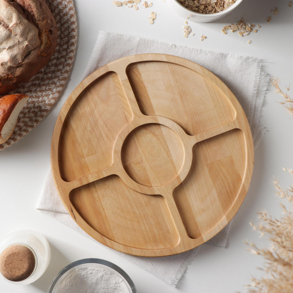 Менажница круглая Доляна, d=27 см, 5 секций 6860742