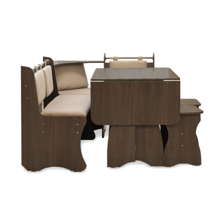 Обеденная группа "Прима", анкор темный,ткань в ассорт.(скамья, стол, табурет)