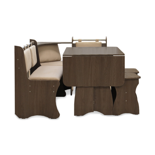 Обеденная группа "Прима", анкор темный,ткань в ассорт.(скамья, стол, табурет)