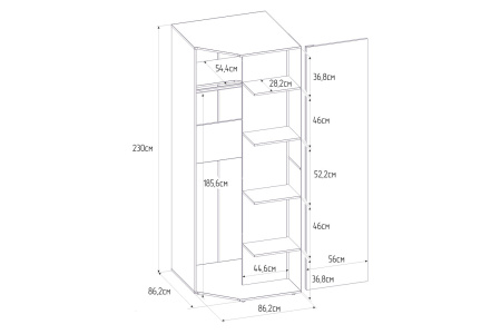Корпус шкафа углового Scandica Oslo 156