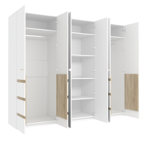 Анона 7 Шкаф д/одежды и белья 6 дв. Белый/Дуб Сонома