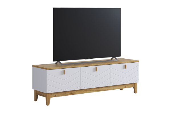 Тумба 2 Хюгге белое дерево/дуб крафт золотой/белый матовый