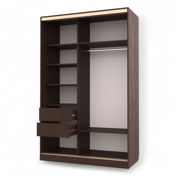 Шкаф-купе БН-61 2дв  с ящ.1400х600х2200 Венге/золото