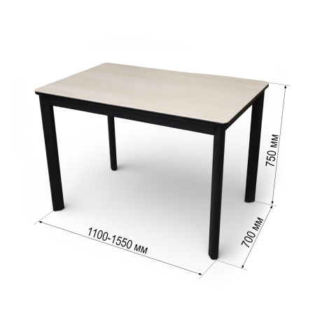 Стол обеденный Римини-1C  черный/Travertine Avorio