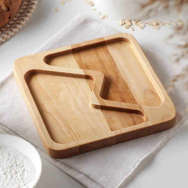 Менажница квадратная "Авеллино" 2 секции, береза