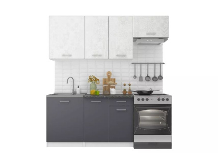 Кухня "Бланка СТЛ.218.00" Белый/Орех мармара/Спринт/Антрацит 1,4м