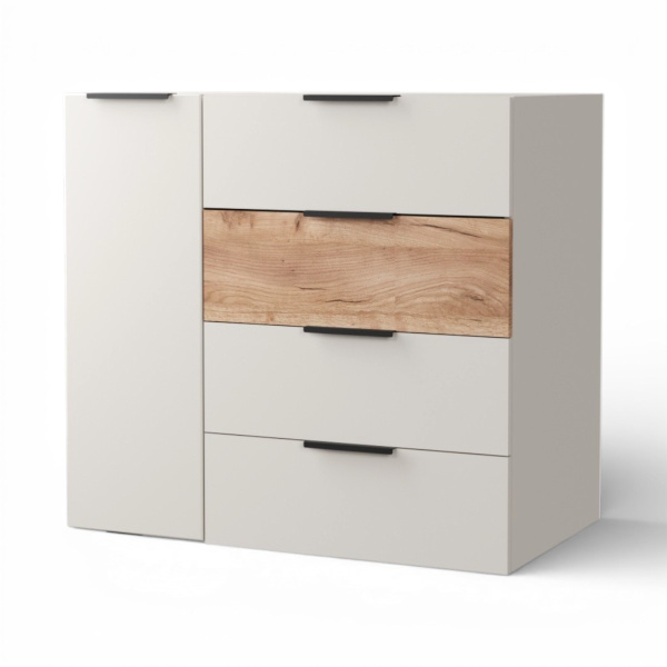 Комод Севиль 1дв.4ящ./ Кашемир/Дуб крафт