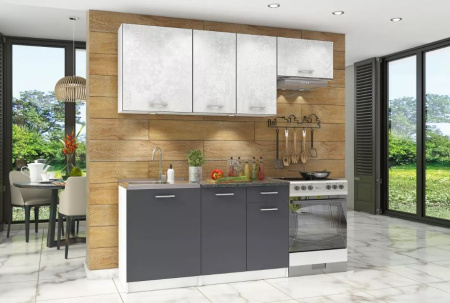 Кухня "Бланка СТЛ.218.00" Белый/Орех мармара/Спринт/Антрацит 1,4м