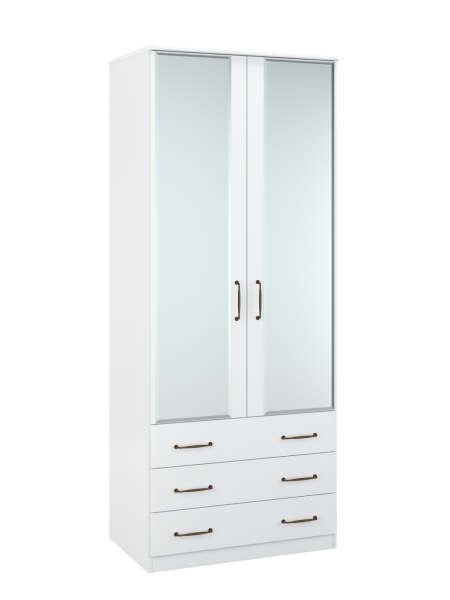 Диана Мод.Д6 Шкаф для одежды (3 ящика + полка + штанга) лам.белый