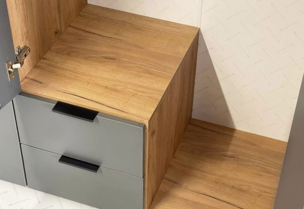 Шкаф 3-х дверный Адам с зеркалом Дуб Крафт золотой/Графит