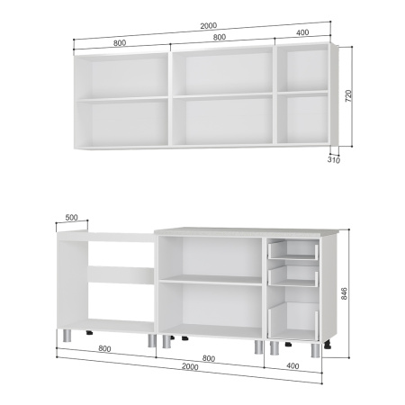 Кухня "Рио" 2,0м (БТС) Белый/F02 