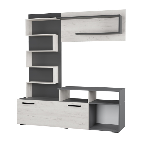 Гостиная Евро графит/дуб крафт белый