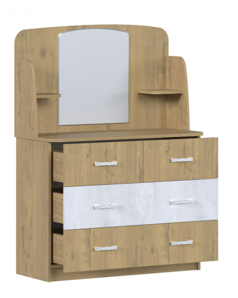 Сицилия Комод с зеркалом Выбеленное дерево/Артвуд Темный