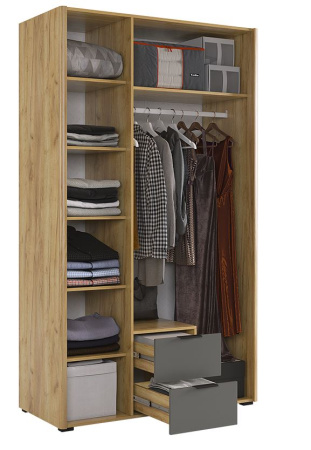 Шкаф 3-х дверный Адам Дуб крафт золотой/Графит