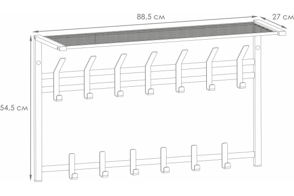 Вешалка Торонто 32 с полкой  2-х ярусная металл Белый*885