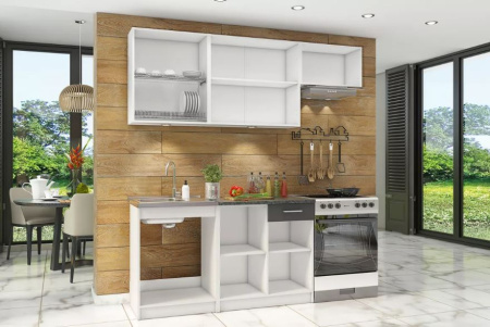 Кухня "Бланка СТЛ.218.00" Белый/Орех мармара/Спринт/Антрацит 1,4м