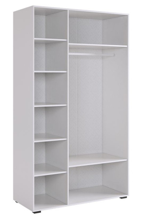 Ева Шкаф 3 дв Фасады 2 гл + 1зеркало/105.02/Белое дерево/Белый матовый