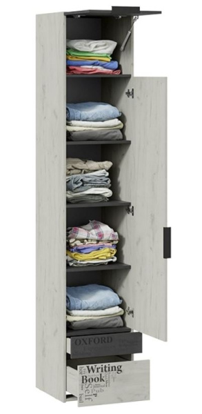 Шкаф комбинированный Оксфорд-2 Дуб крафт белый с рисунком